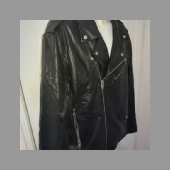 ZARA SHEEPSKIN LEATHER BIKER JACKET SIZE XXL - Picture 2 of 10